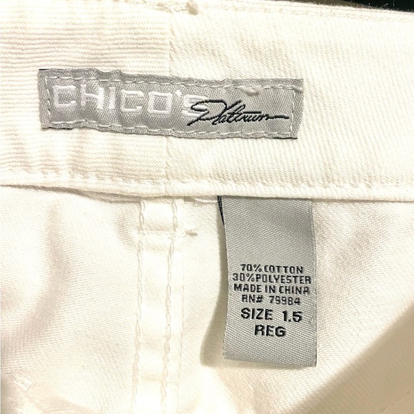 CHICO'S Platinum White Jeans Pants Cotton Stretch Size 1.5 (12) Reg Straight - Picture 4 of 6